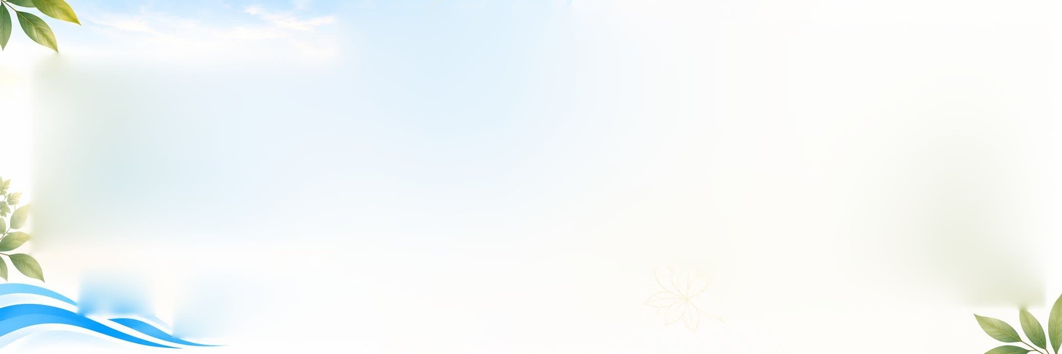 Soft background with leaves and blue waves