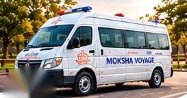 Moksha Voyage ambulance van parked on a tree-lined road